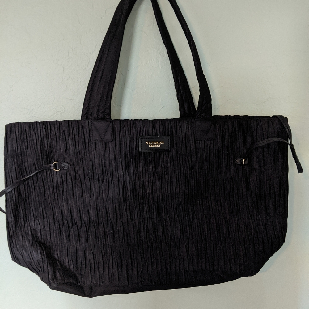 Victoria's Secret Black Nylon Tote with Textured Design